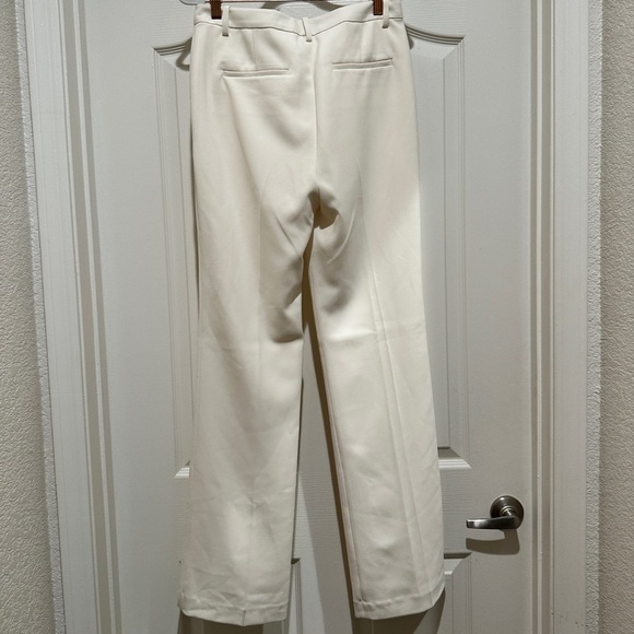 Theory Women Deep Pleat Crepe Cream Trouser Pants - Picture 8 of 12